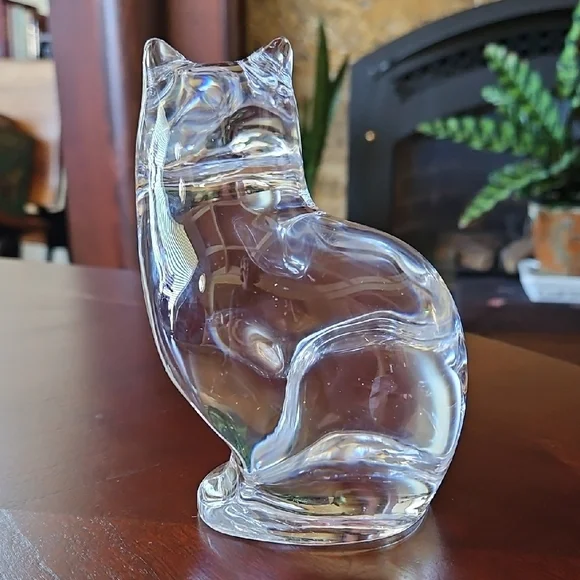 Signed Orrefors Kosta Boda Clear Crystal Cat Sculpture - Picture 3 of 8